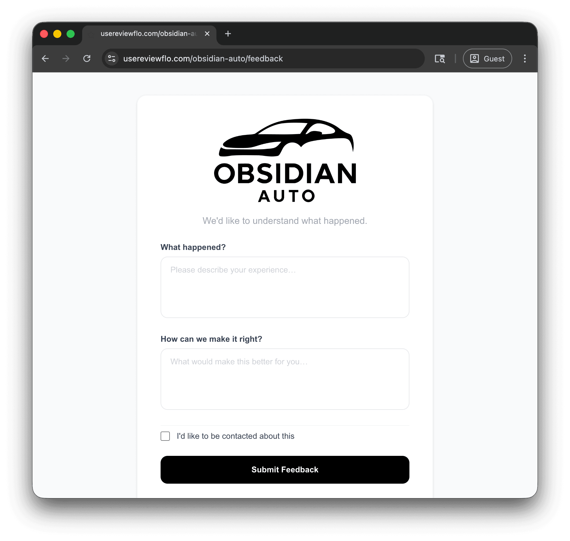 Private feedback form for lower star ratings