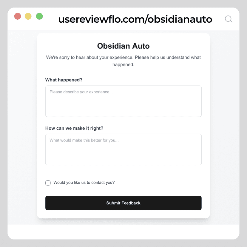 Private feedback form