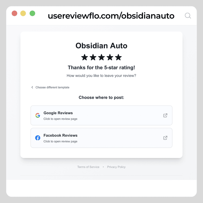 Platform selection screen